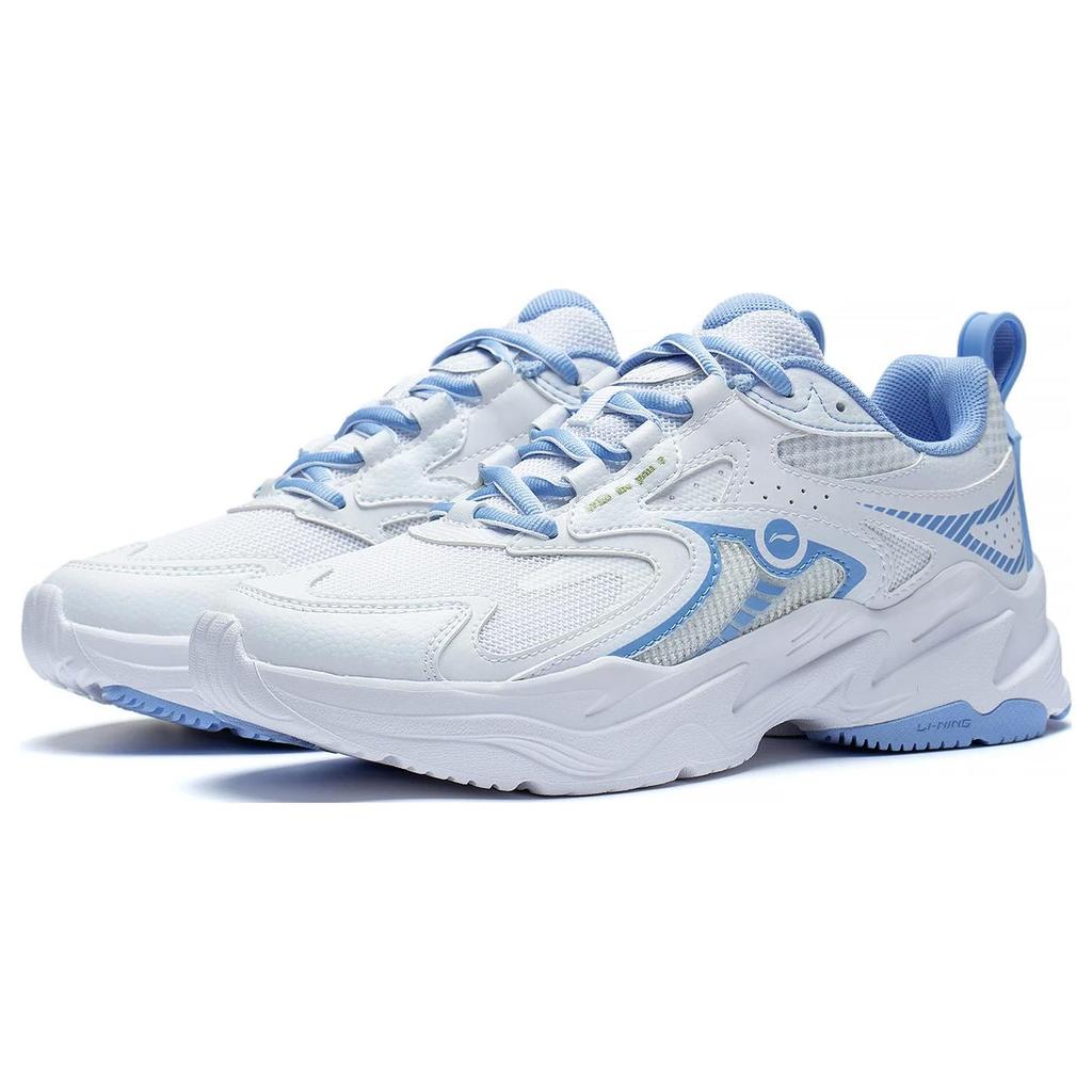 New LiNing Anti Slip Wear Resistant Low Top Running Shoes Women's White Blue ARXT010-3