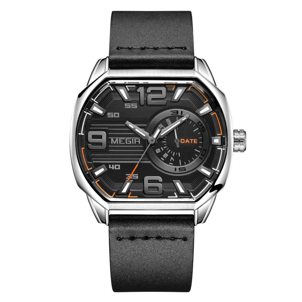 New Men's Creative Square Sports Waterproof Luminous Leather Quartz Watch