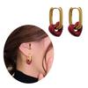 Red Heart Hoop Earrings for Women Girls Lightweight Geometric Ear Accessories Comfortable Student Fashion Jewelry