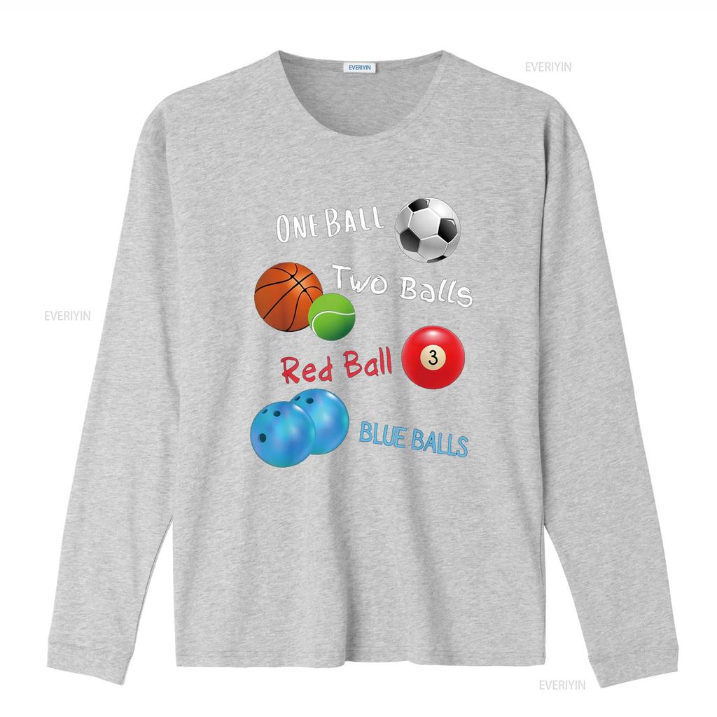 One ball two balls red blue funny sports tee T Shirt vintage Washed Breathable Top For Everyday Wear graphic Unisex streetwear