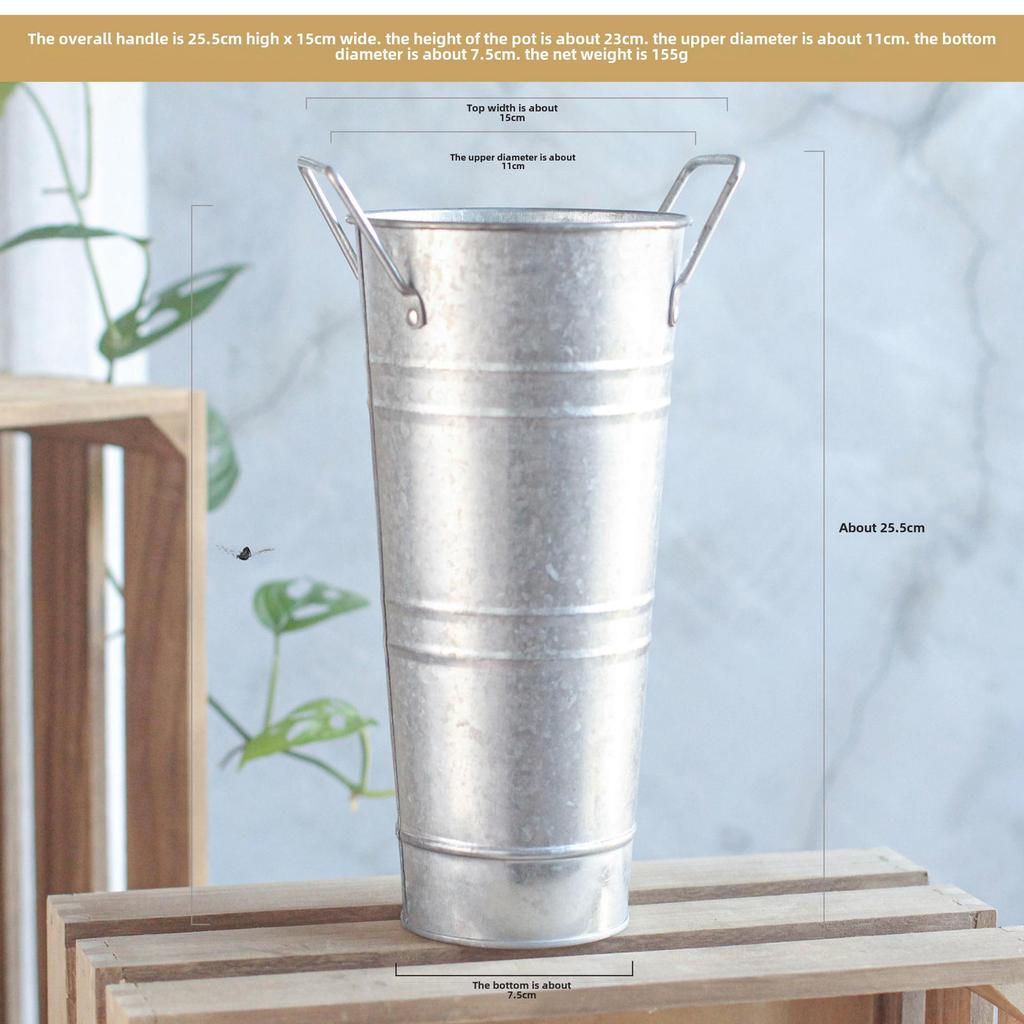 Galvaniserad läckagesäker retro metallvas för blomsterarrangemang och heminredning