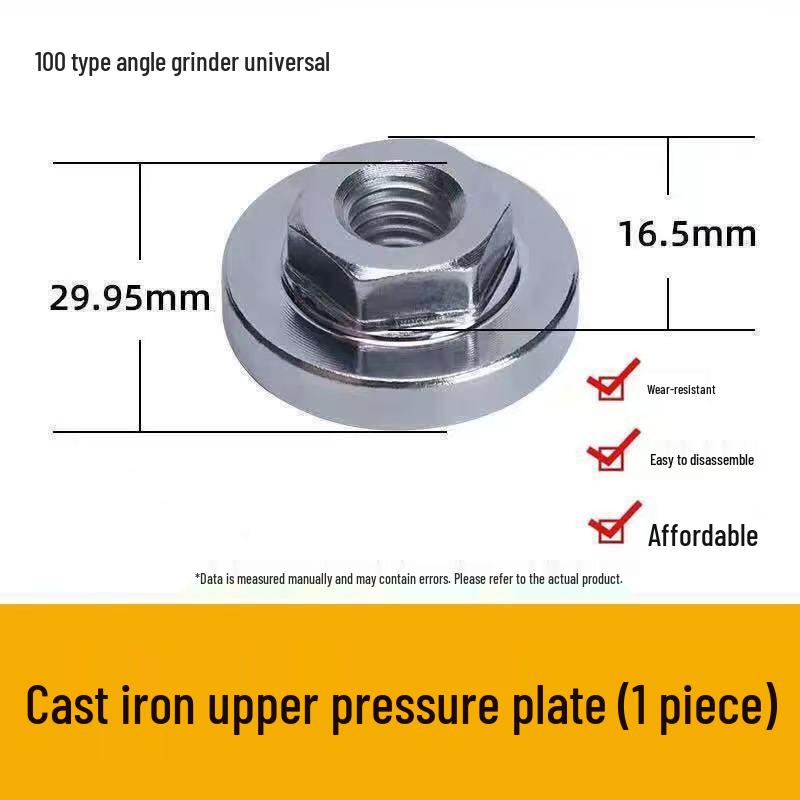 100 Angle Grinder Flange, Stainless Steel Hex Nut, Threaded Gasket, Polishing Accessory, Large