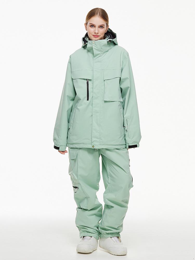 Women's and Men's Waterproof Ski Jacket and Pants Set - Winter Warmth for Single/Double Board Skiing.