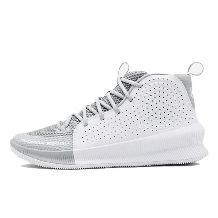 Under Armour Jet Mid Basketball Shoes Men Sneakers Gray White 3022051-101