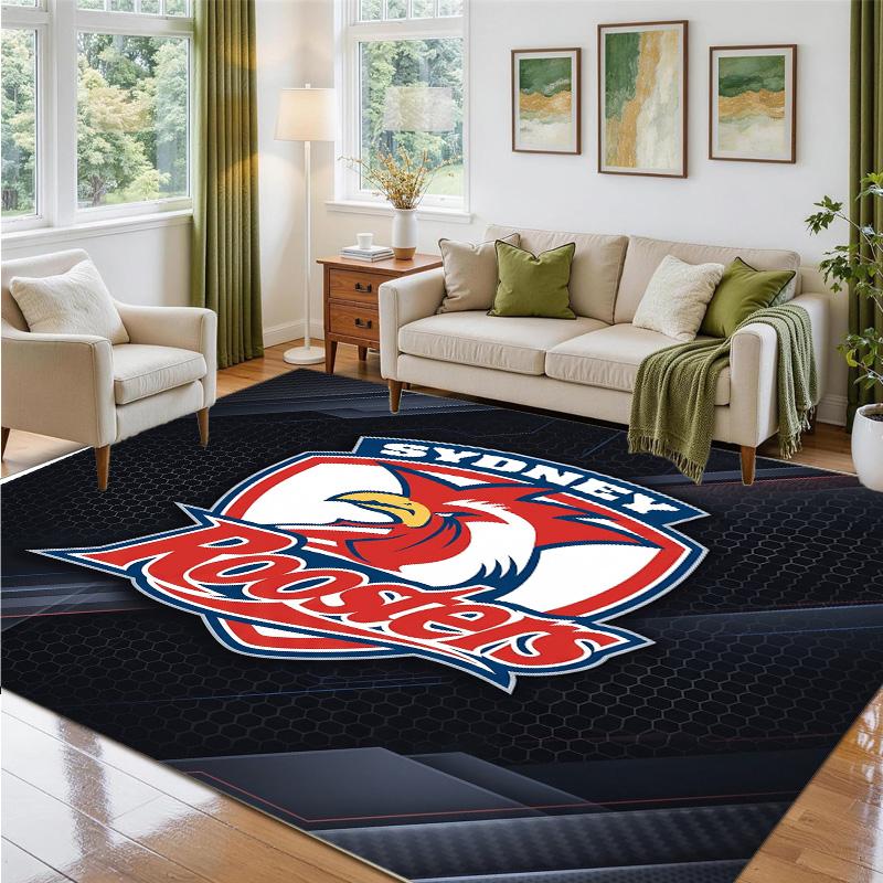 Sydney Roosters Design Crystal Velvet Rug Soft Decorative Mat for Bedroom Entrance