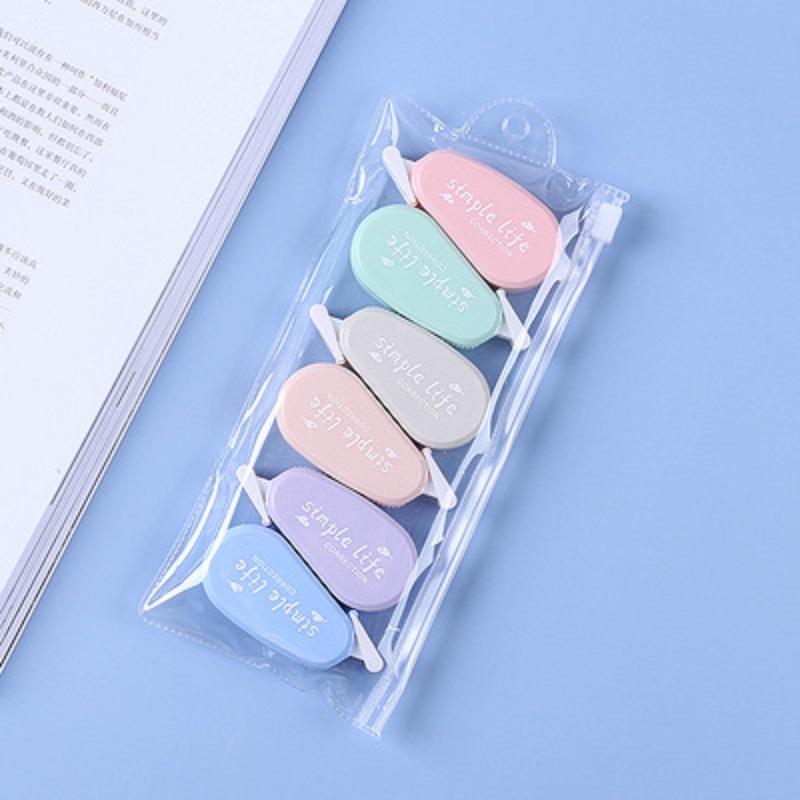 6pcs Correction with Morandi Mini Cute Transparent Correction Set Creative Portable Paint