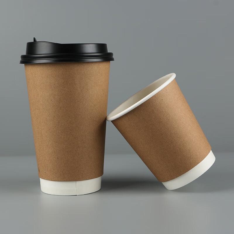 Disposable Kraft Paper Hot Drink Cups with Lids