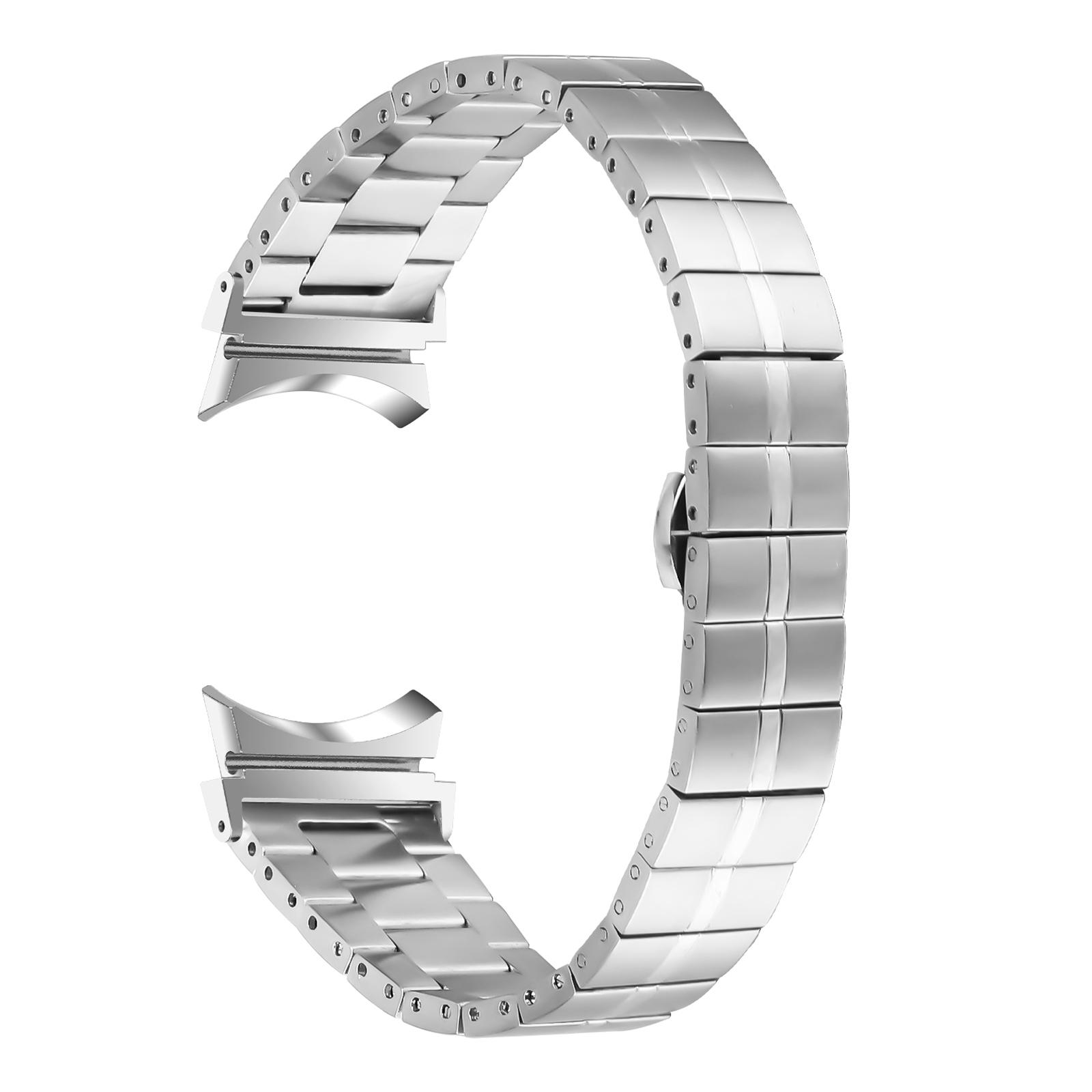 

Для Samsung Galaxy Watch FE 40mm/Watch4/Watch 5 Pro Active Ремінець для смарт-годинника з нержавіючої сталі Silver