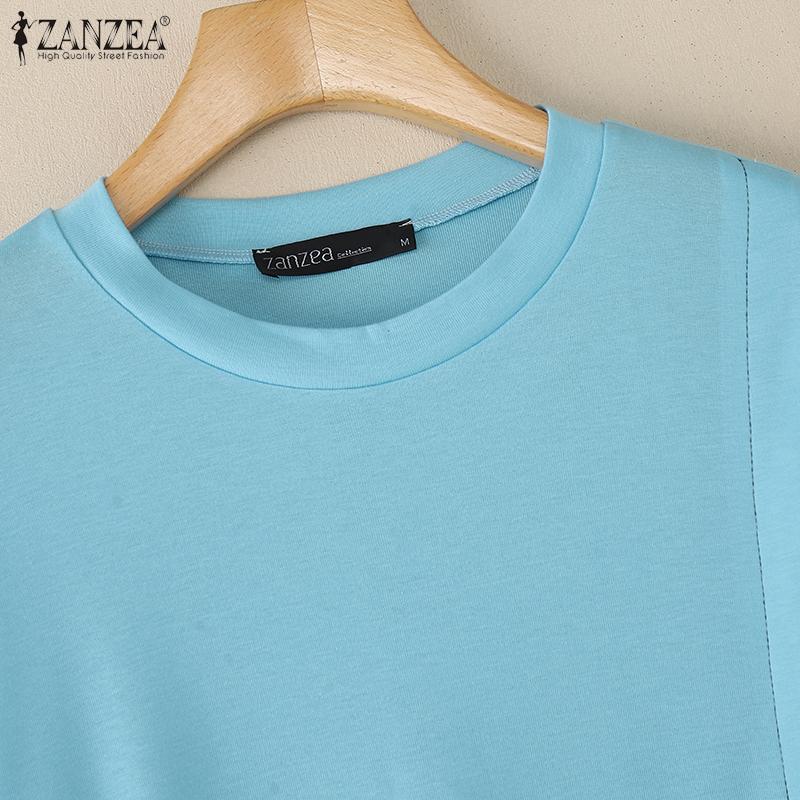 ZANZEA Women Summer Round Neck Short Sleeve Casual T-Shirts