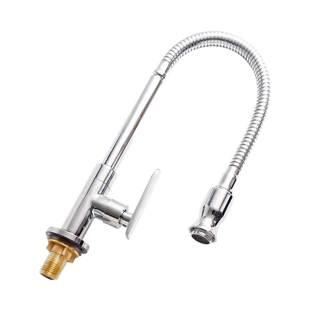 KAWAL Modern Single Lever Chrome Finish Kitchen Tap Flexible Pull Out Single-Tube Cold Water Basin Taps Sprayer Kitchen Faucet