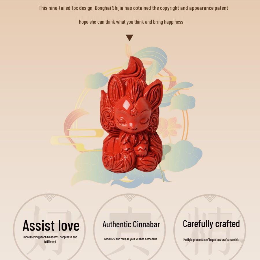 Zinnober Neunschwanzfuchs Anhänger Armband mit Bernstein, Hetian-Jade & Jaspis Perlen für Damen & Herren