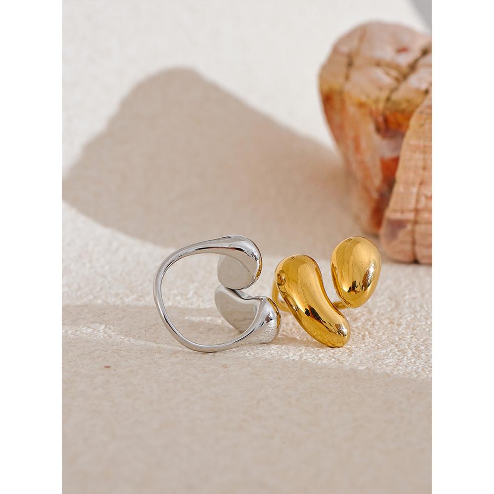 Yhpup Fashion Stainless Steel Metal Casting Minimalist Ring Water Resistant Stylish Chic Finger Jewelry Bijoux Femme Gift