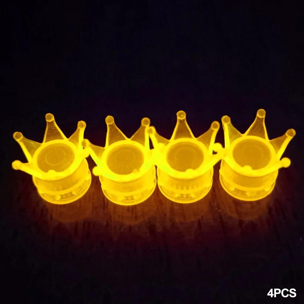 4Pcs Luminous Car Tire Valve Cap Fluorescent Night Glowing Decor Motorcycle Bike Wheel Nozzle Dustproof Tyre Valve Stem Caps