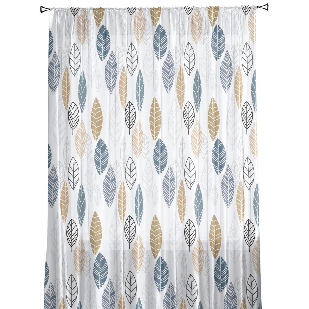 Leaves Modern Curtain For Living Room Transparent Tulle Curtains Window Sheer For The Bedroom Accessories Decor