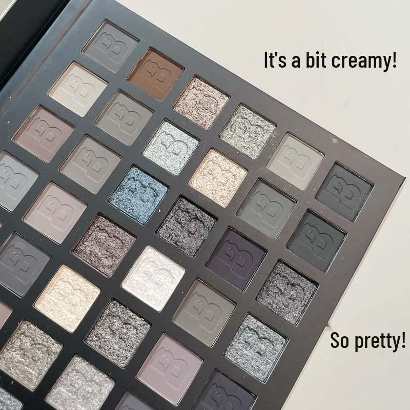 42-Color Smoky Eyeshadow Palette: Matte, Pearlescent, Glitter, Highlight, Cement Gray