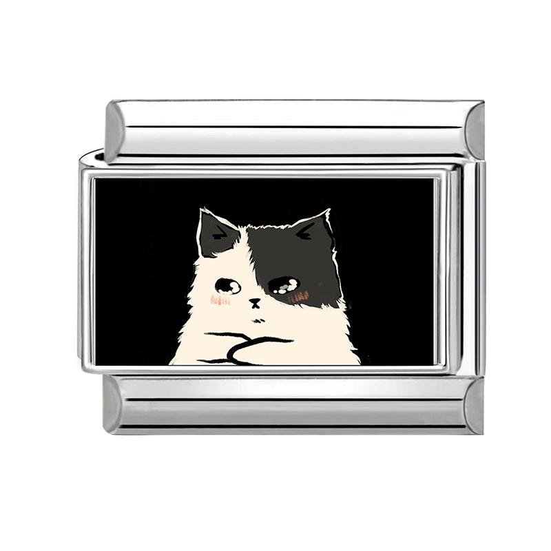 

Y2K Cartoon Cat Dog Flower Love Rabbit Guitar Italian Charm Links Fit 9mm Stainless Steel Bracelet Women Men DIY Making Gift