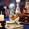 Halloween Skeleton Pumpkin Statue Spooky Pumpkin with Skull/Crow Sculpture Halloween Indoor Resin Ornament for Home Office Desk Decor