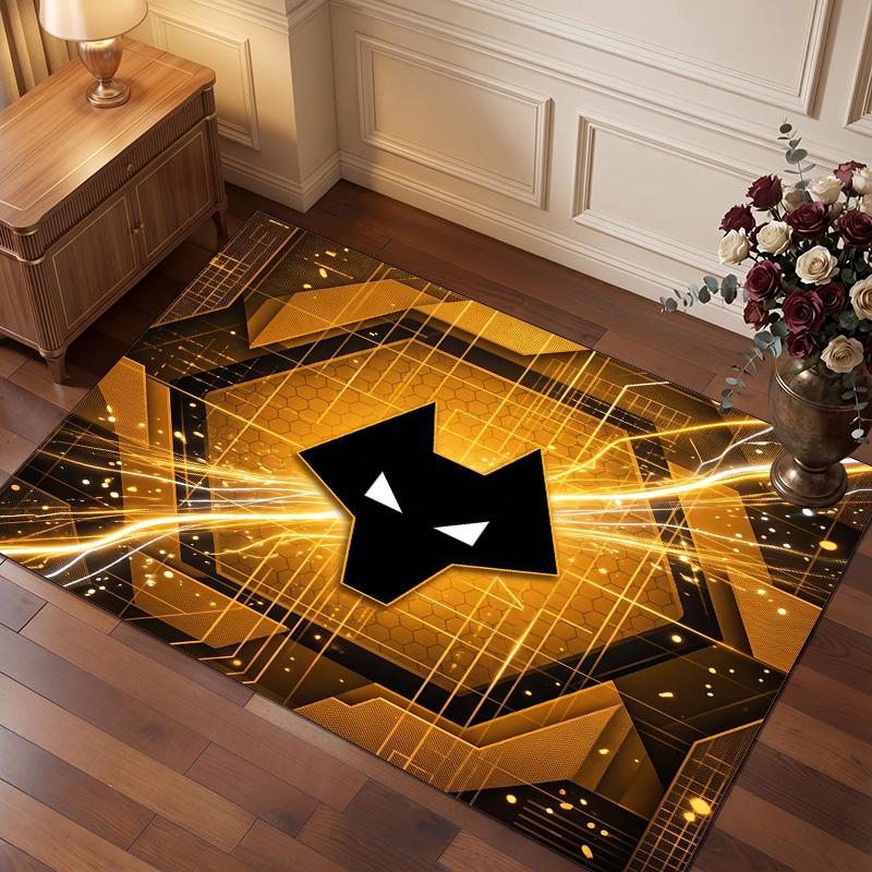 Wolverhampton Wanderers Football Print Crystal Velvet Rug, Comfortable Water Absorbent Non Slip Indoor Floor Carpet