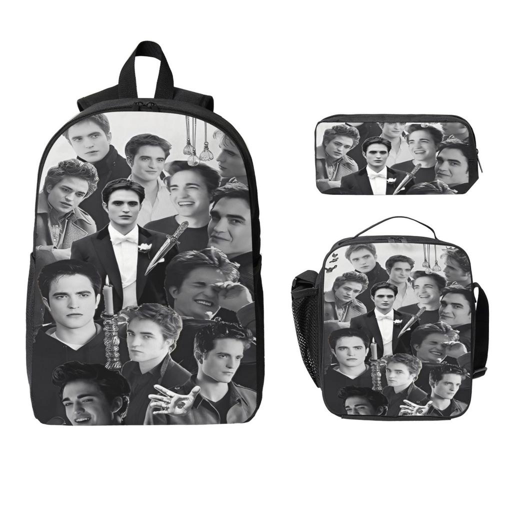 3Pcs Edward Cullen Homage Twilight School Bags Set for Children Pencil Boxes Backpack Sets with Lunch Box For School