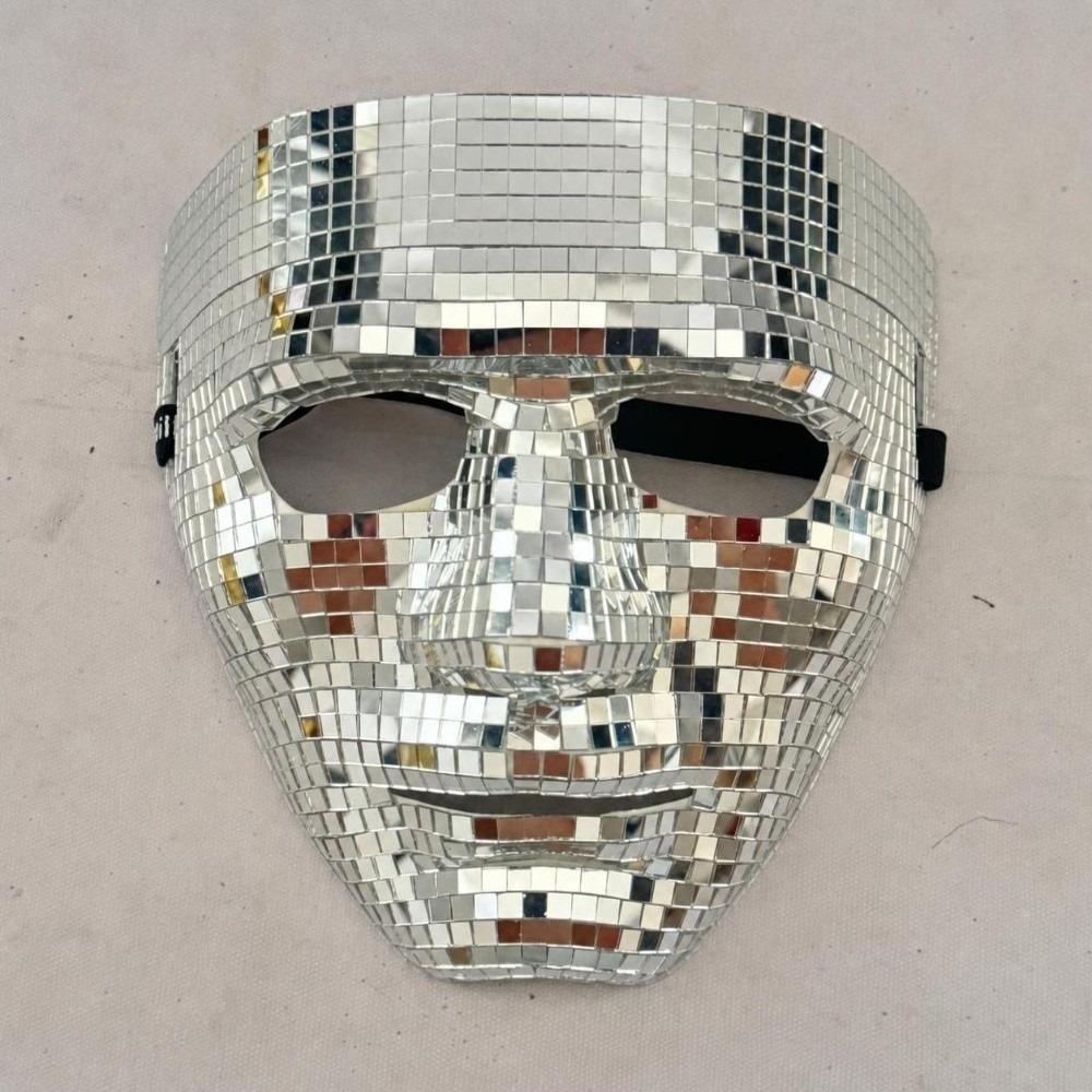 Glitter Masquerade Face Mask Mirror Surface Adult Half/Full Face Mask Metallic Disco Cosplay Costume Mask Night Club Wear