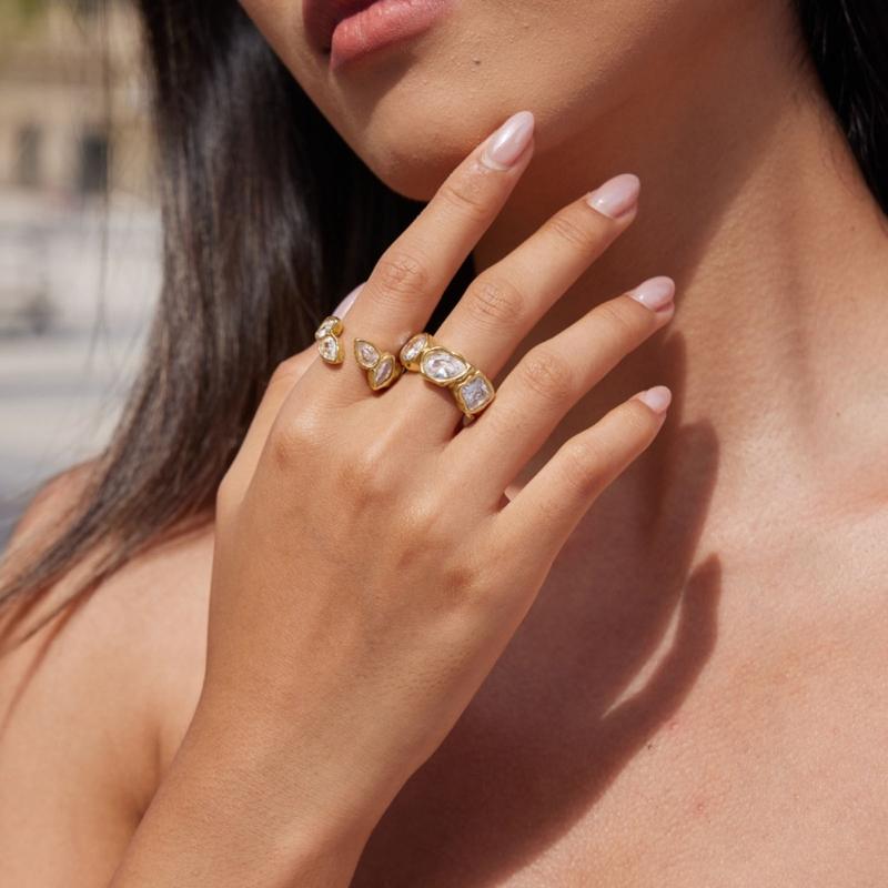 Stainless Steel Fashion Ring with Zircon Detail for Elevated Looks and Daily Styling, Single Piece Giftable Jewelry