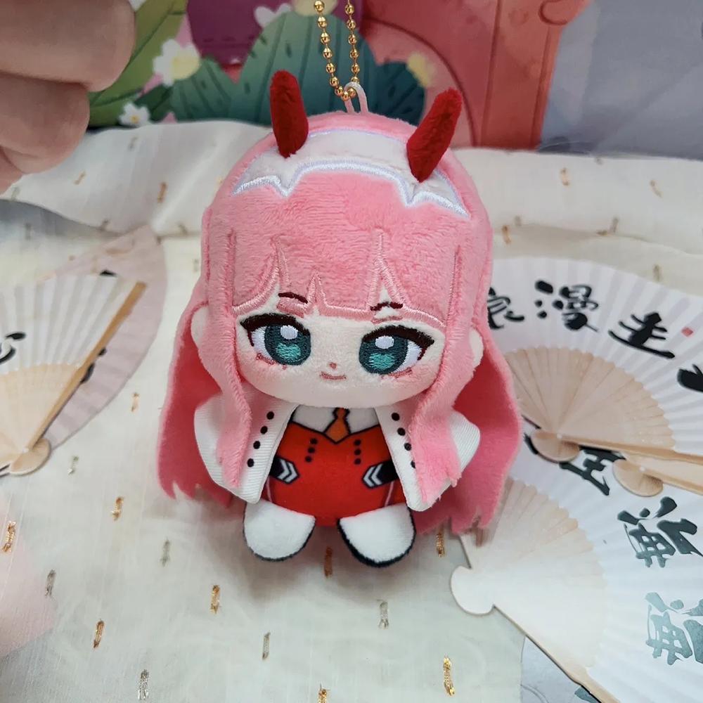 Anime DARLING In The FRANXX Zero Two Cosplay Keychain Cute Plush Cotton Doll Backpack Pendant Keyring Accessories