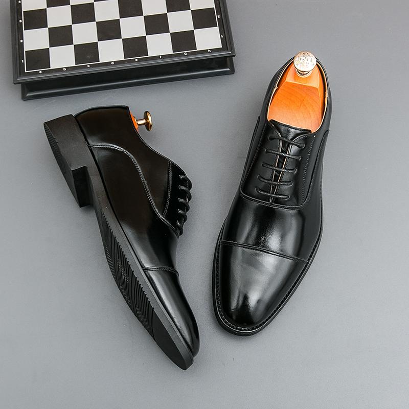 Fashion Classic Italian Style Mens Derby Formal Shoes Career Office Leather Shoes Pointy Toe Handmade Business Wedding Dress Shoes Men