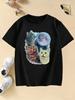 Cat with Moon Design T Shirts Unisexga Pure Cotton Unisex and Women Tshirt 2026 Summer Spring Casual Top Tee