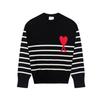 New AMI CS Knitted Sweater Crew Neck Trendy Brand Female Couple Small Love Loose Top Long Sleeve Cross-border Knitted Sweater