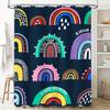 Rainbow Shower Curtain Waterproof Bathroom Decor Multicolor Non-toxic Print Fabric Shower Curtains for Bathrooms Dark Navy Backg