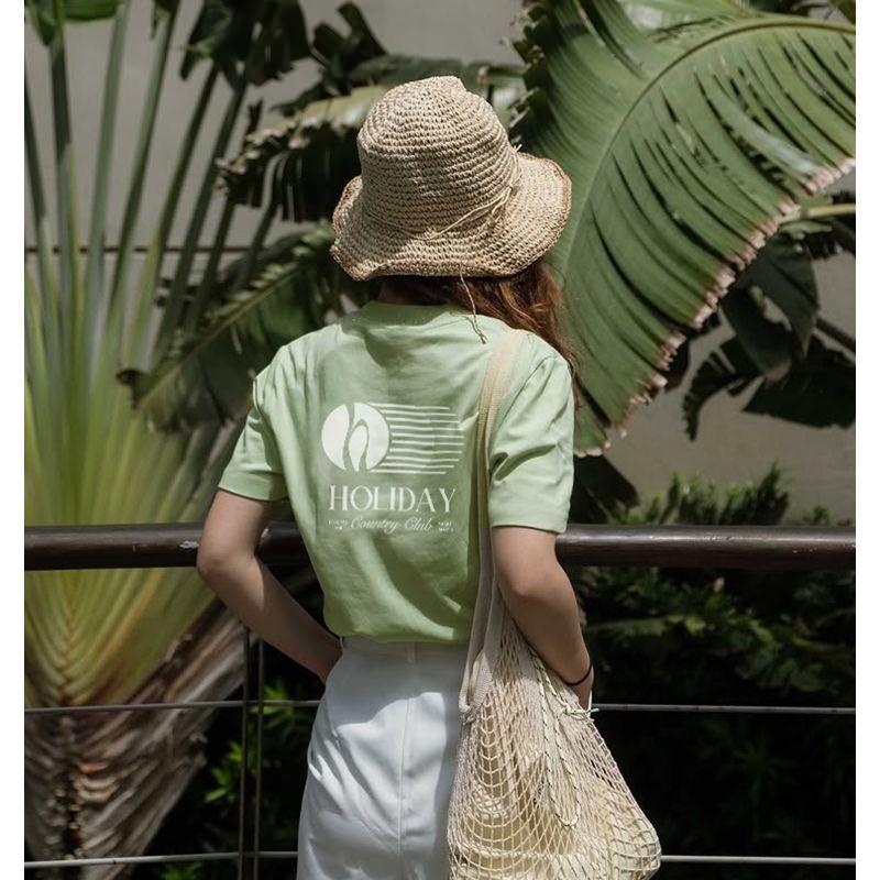 American Vintage Sports Holiday Holiday Style Cotton Loose Short Sleeve T-shirt Women's Top