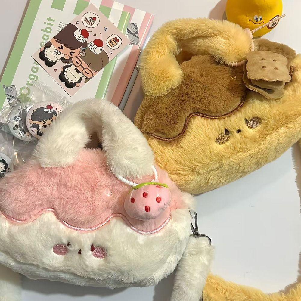 with Plush Pendant Children Backpack Plush Cartoon Shoulder Bag Pudding Crossbody Bag Students