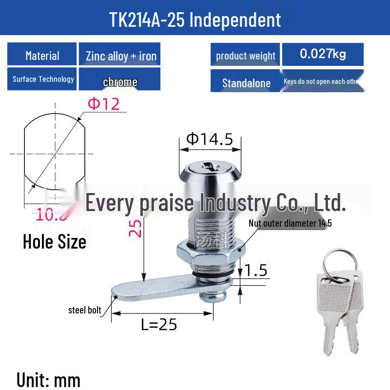 Mini Round 12mm Cam Lock for Jewelry Display, Instrument Cabinet, Light Box, or Miniature Doors