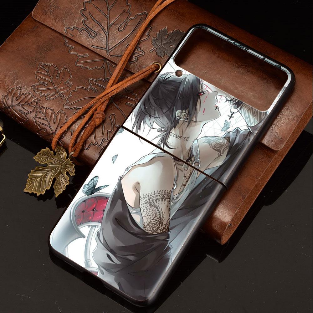 Luxury Case For Samsung Galaxy Z Flip 4 3 5G Black PC Hard Phone Cases Fashion Back Cover ZFlip Funda Anime Tokyo Ghoul Shell