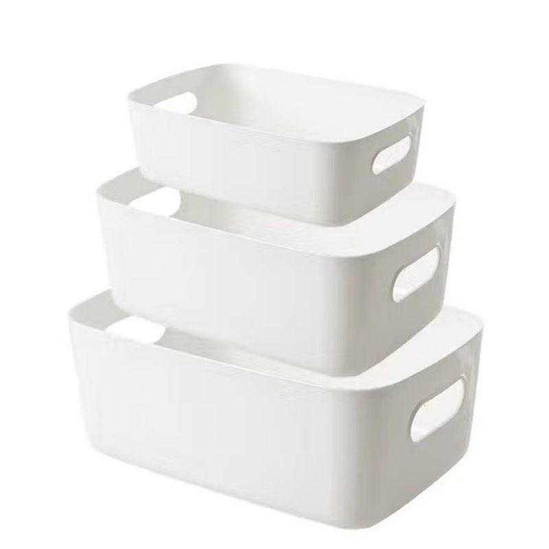 White Plastic Storage Box Organizer Multi-purpose Desktop Storage Bin For Home Bathroom Office Portable Plastic Organizer