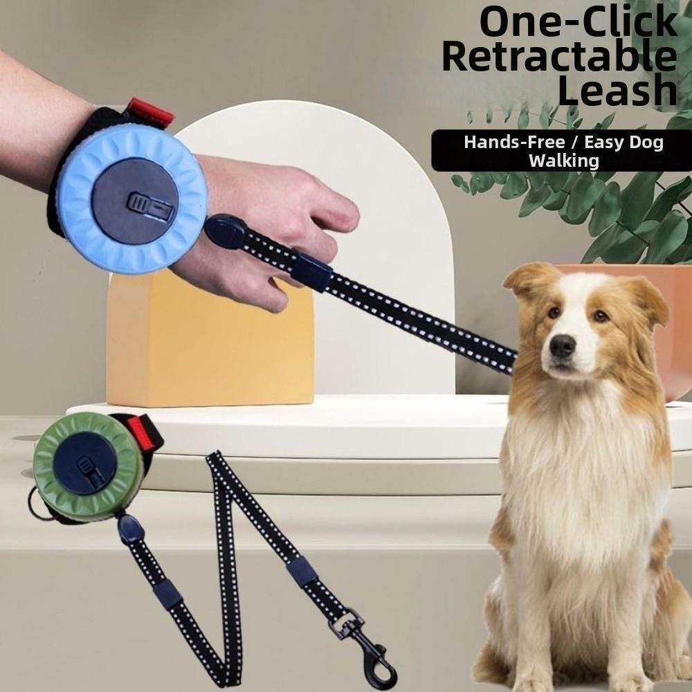 Anti-Slip Handle Automatic Retractable Pet Leash Adjustable Hands-Free Dog Walking Rope One-Click Lock Reflective Dog Leash