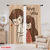 2pcs,2D plane printing Contemporary Curtains Cute Couple Hug Durable Polyester (without rod) Gifts Ldeal for Living Room and