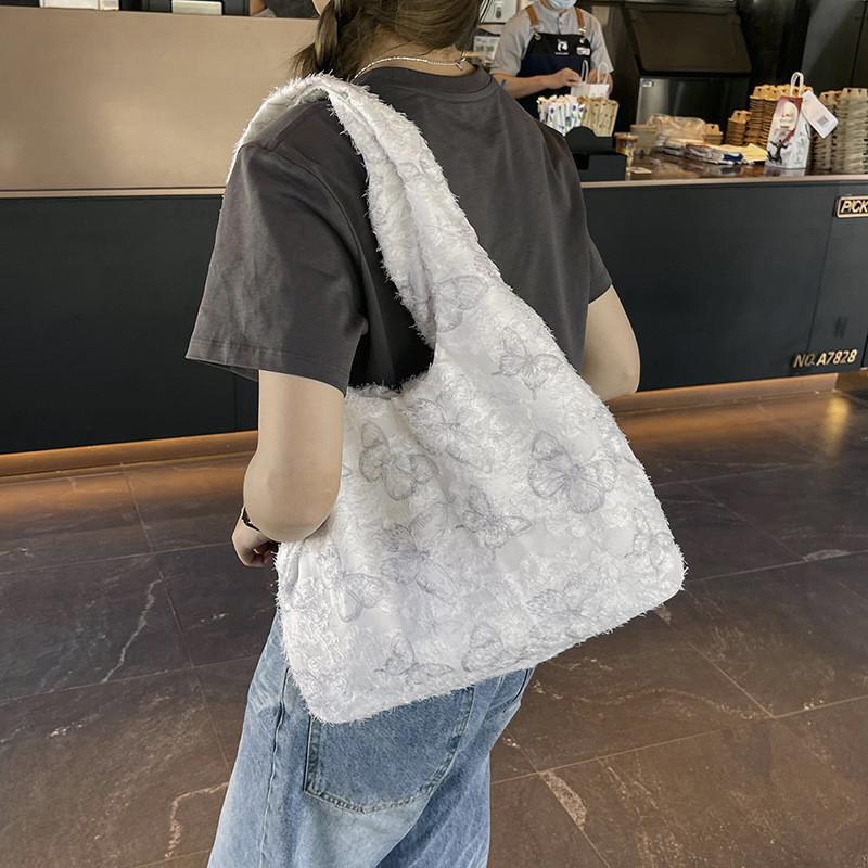 Stylish Sweet Large Capacity Shoulder Bag For Women Soft Fabric Floral Design