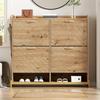 Modern Shoe Rack In Wood Look – 4-Door Shoe Cabinet – Space-Saving Shoe Cabinet for Entrance Area, Hallway or Hallway – Sturdy and Stylish