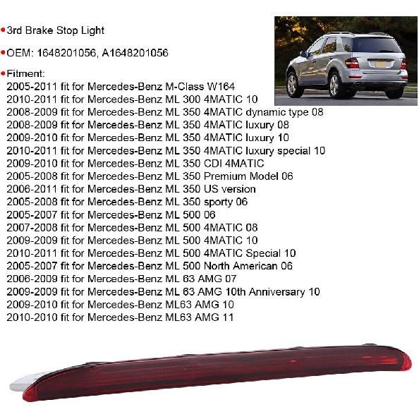 3rd Brake Light, 1648201056 High Mount Third Rear Brake LED Light Stop Lamp Fit for ?Benz ML M Class W164