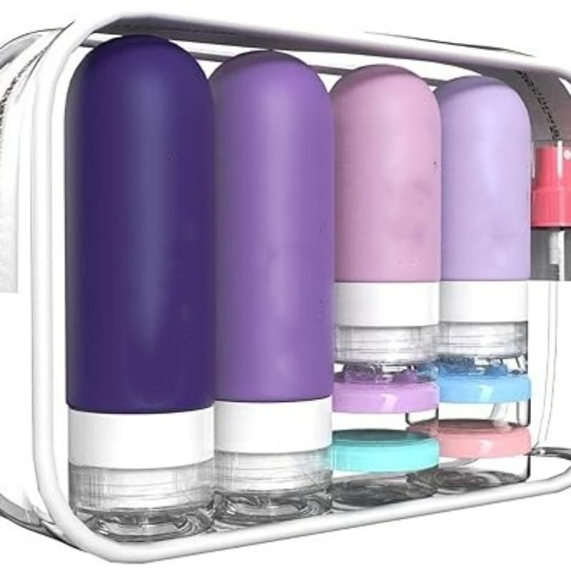Travel Bottle Set Refillable Bottle Soft Silicone Lotion Container Bottle Portable Travel Essentials Leak Proof Shampoo Bottle фиолетовый