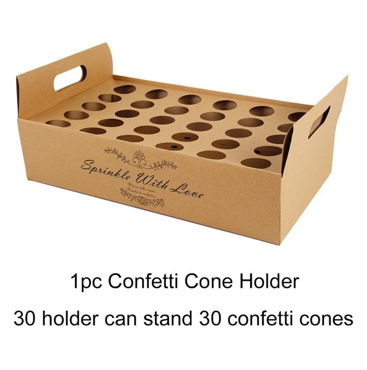 Kraft Paper Wedding Confetti Cone Holder Support Wedding Party Decor Supplies Confetti Cones Stand Box Tray Wedding Paper Cone