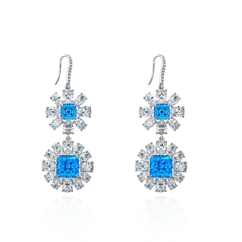 Gica Gema Orecchini in Diamante ad Alto Tenore di Carbonio Argento Sterling 925 Design Unico Orecchini Pendenti a Fiore Gioielli Raffinati Romantici Regali per Feste Nuziali Nuova Tendenza