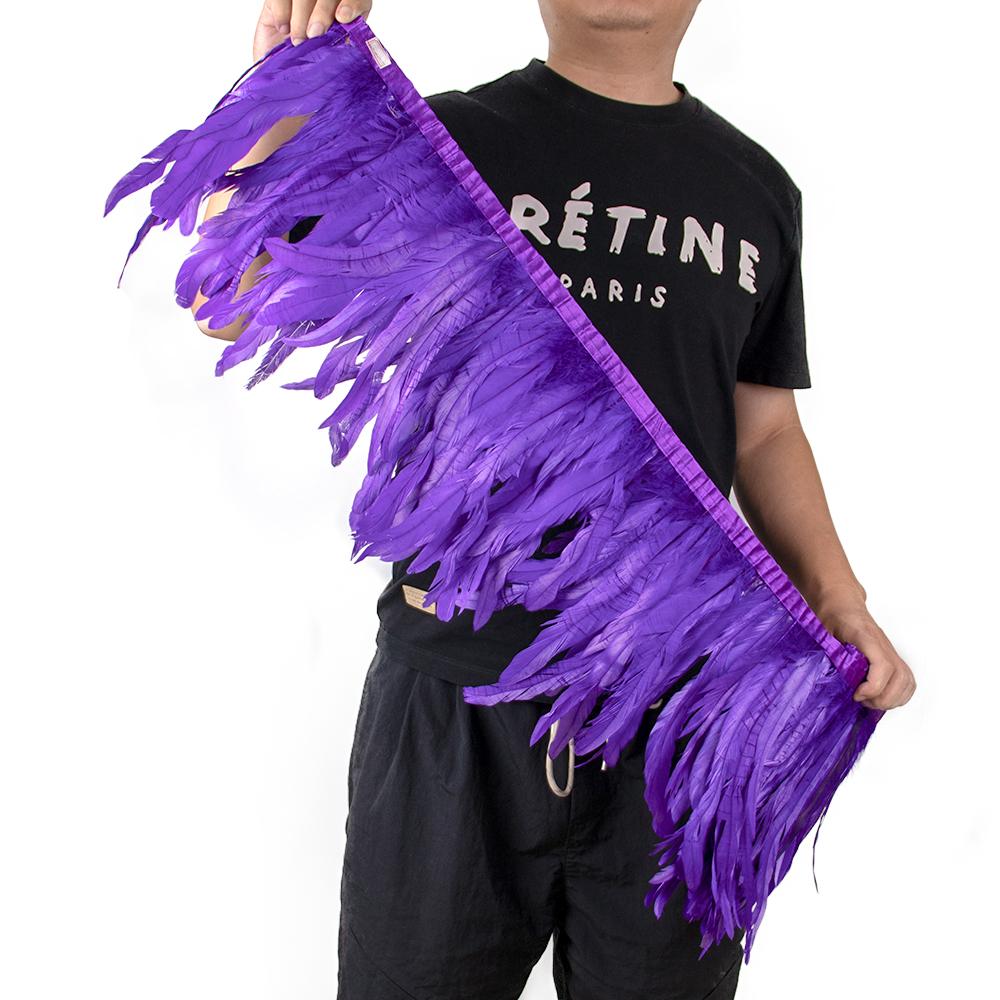 2Meters Colorful Rooster Tail Feathers Trim 25-30Cm /10-12Inches Pheasant Feather Fringe Ribbon For Carnival Plumes Decoration