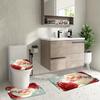 4Pcs Cute Santa Claus & Snow Shower Curtain Set with Non-Slip Bath Mat, Toilet Lid Cover, Contour Rug & 12 Hooks, Bathroom Decor