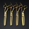 6.0 Inch Gold Pattern Flat Cut Tooth Scissors Hair Scissors Hair Scissors