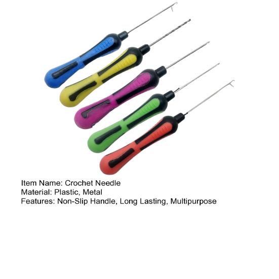 5Pcs Baiting Needles Crochet Hooks Set Non-Slip Handle Design Comfortable Grip Rigging Needles Carp Fishing Tackle Kit