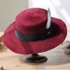 Rongmei New Hat Women's Autumn and Winter Wool Ni Top Hat Women's British Fashion Brushed Felt Hat Classic Flat Top Hat