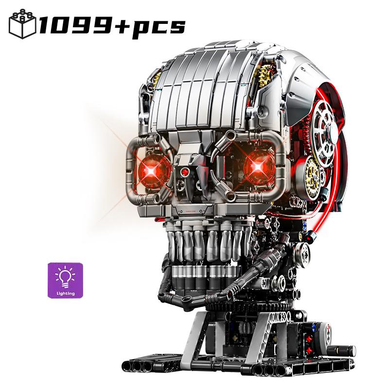 

Mechanical Skull Construction Blocks Collection Robotic Skull Model featuring Power Motor DIY Tabletop Decorations Package Xmas birth date gifts