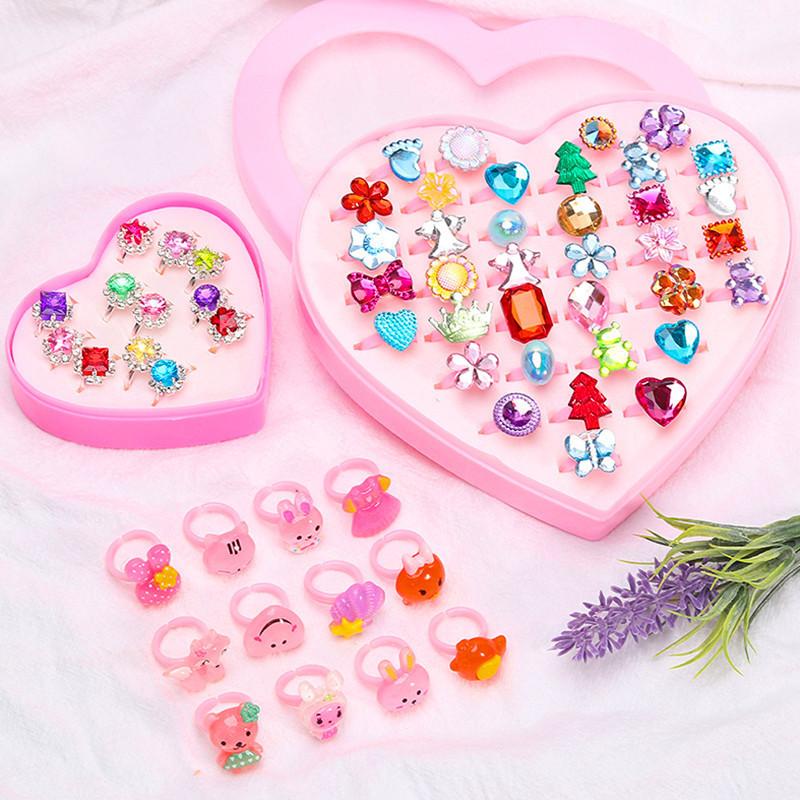 36 Pieces Children's Ring - Diamond-Style Crystal Toy Cartoon Rings With box